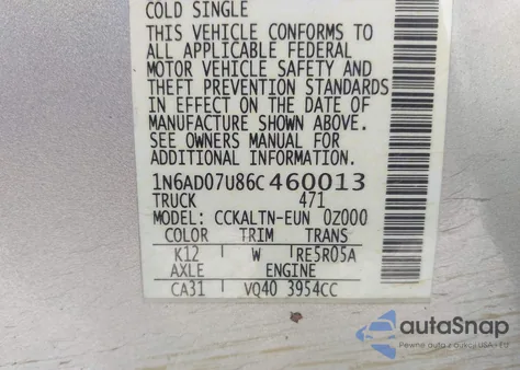 2006 Nissan Frontier Se from USA, damaged, VIN 1N6AD07U86C460013